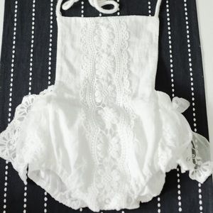 Vintage white baby girl romper